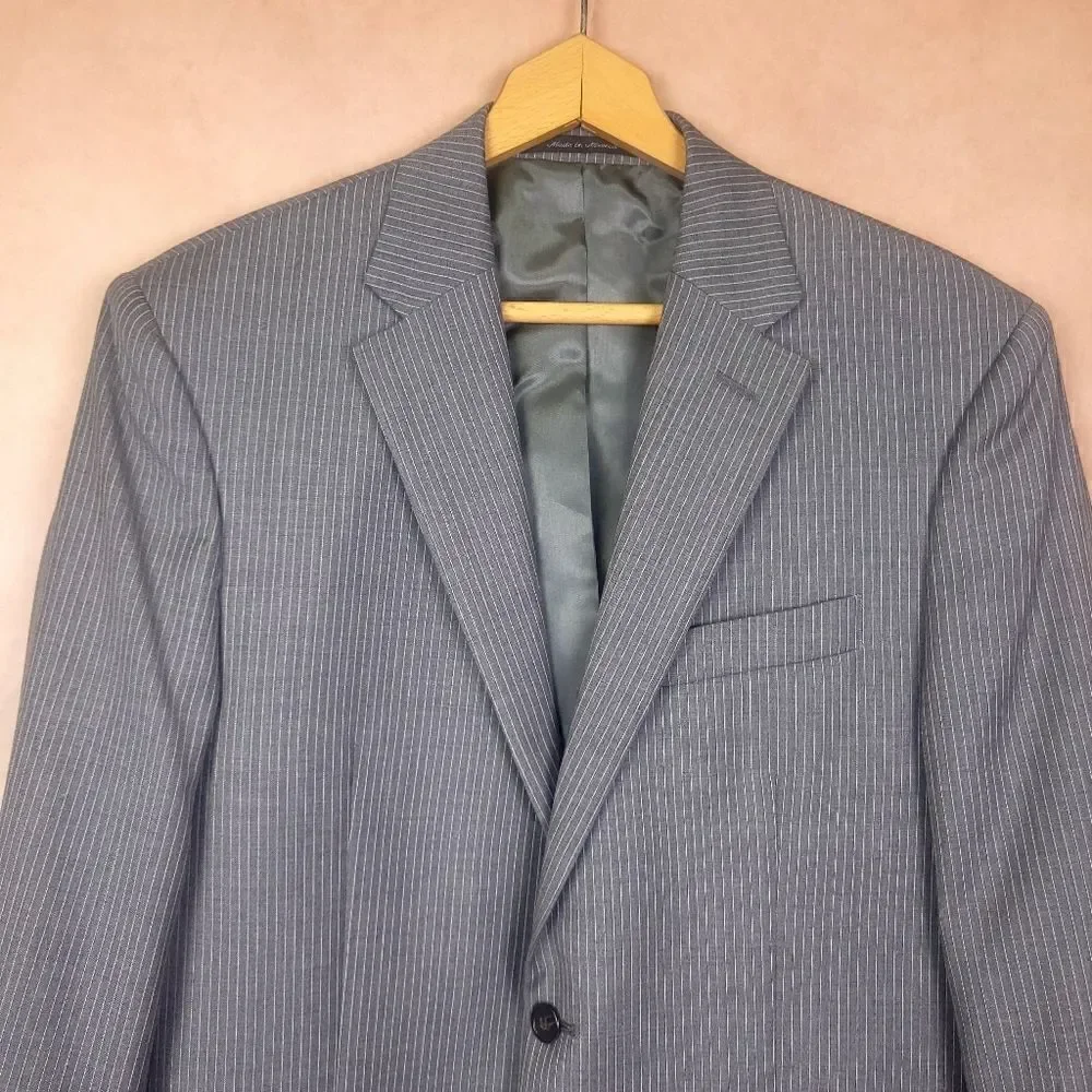 Ralph Lauren for Lord and Taylor Grey Striped 2 Button Blazer Wool size 40R